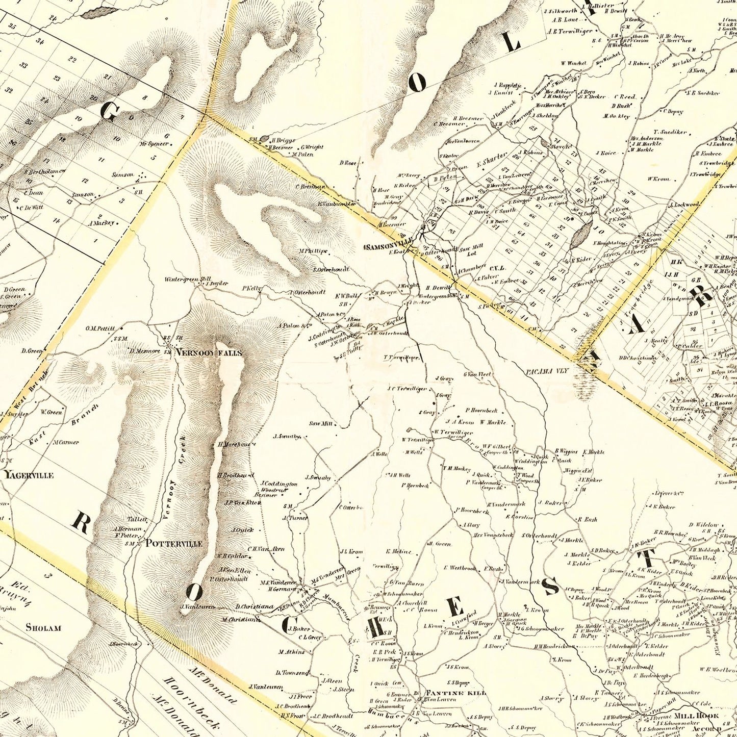 Vintage Map of Ulster County, New York, 1858