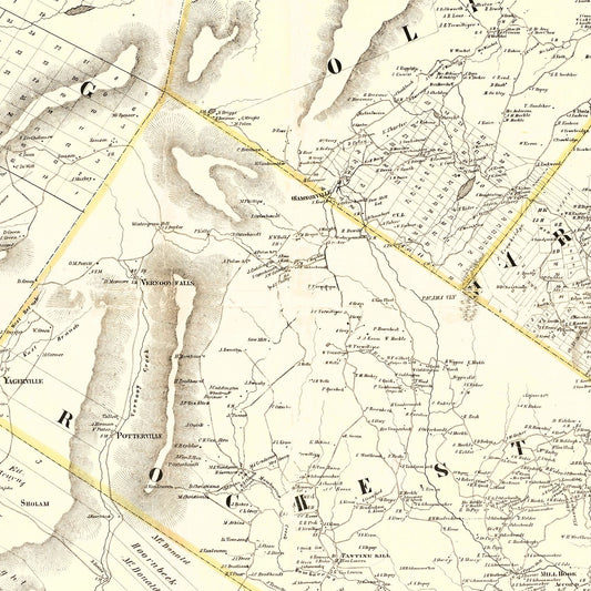 Vintage Map of Ulster County, New York, 1858