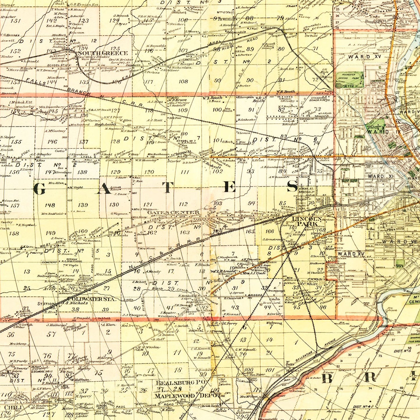 Vintage Map of Monroe County, New York, 1887