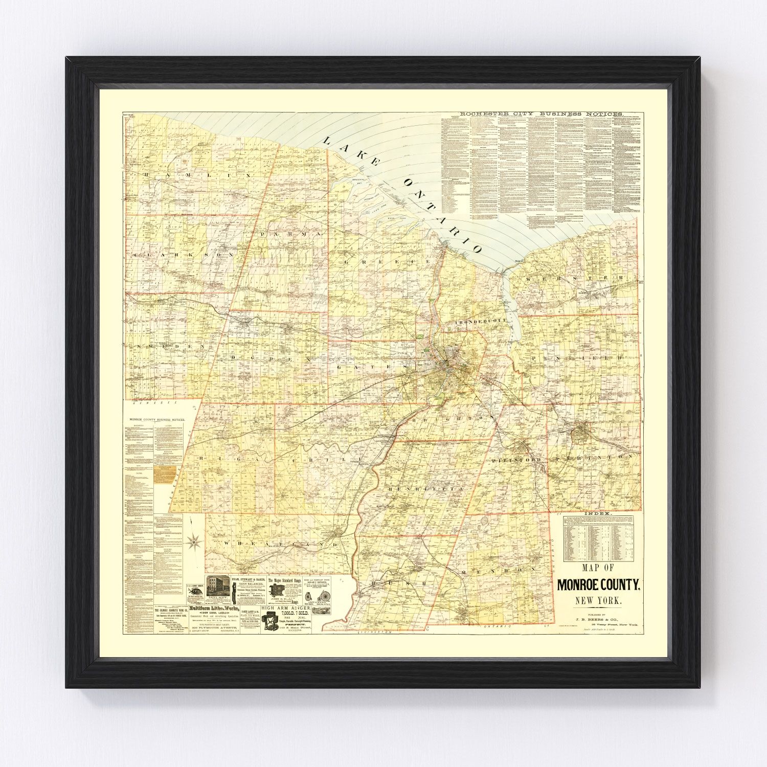 Vintage map of Monroe County, New York, 1887