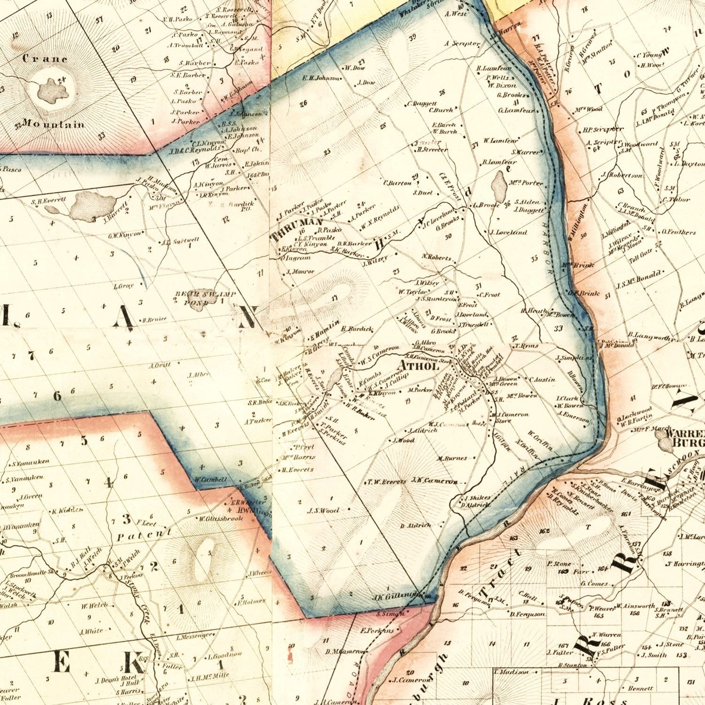 Vintage Map of Warren County, New York, 1858