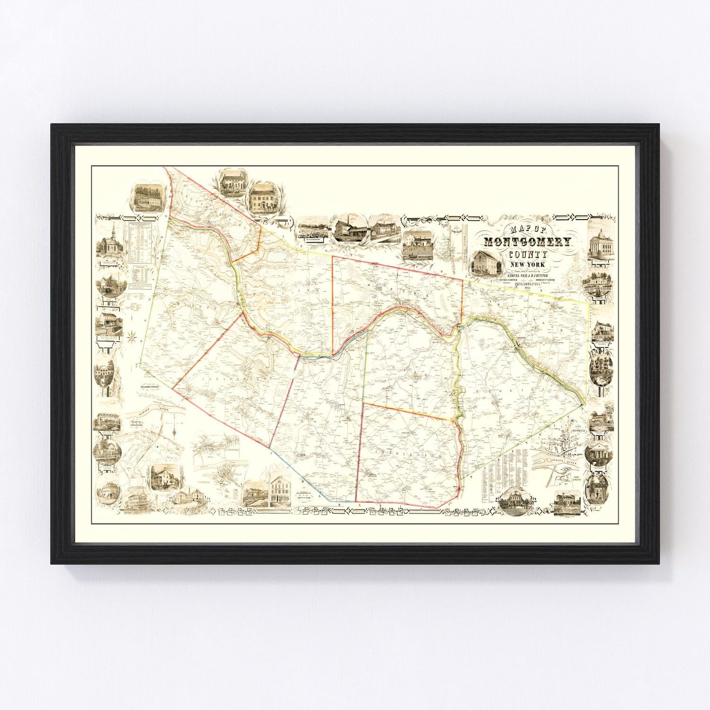 Vintage map of Montgomery County, New York, 1853