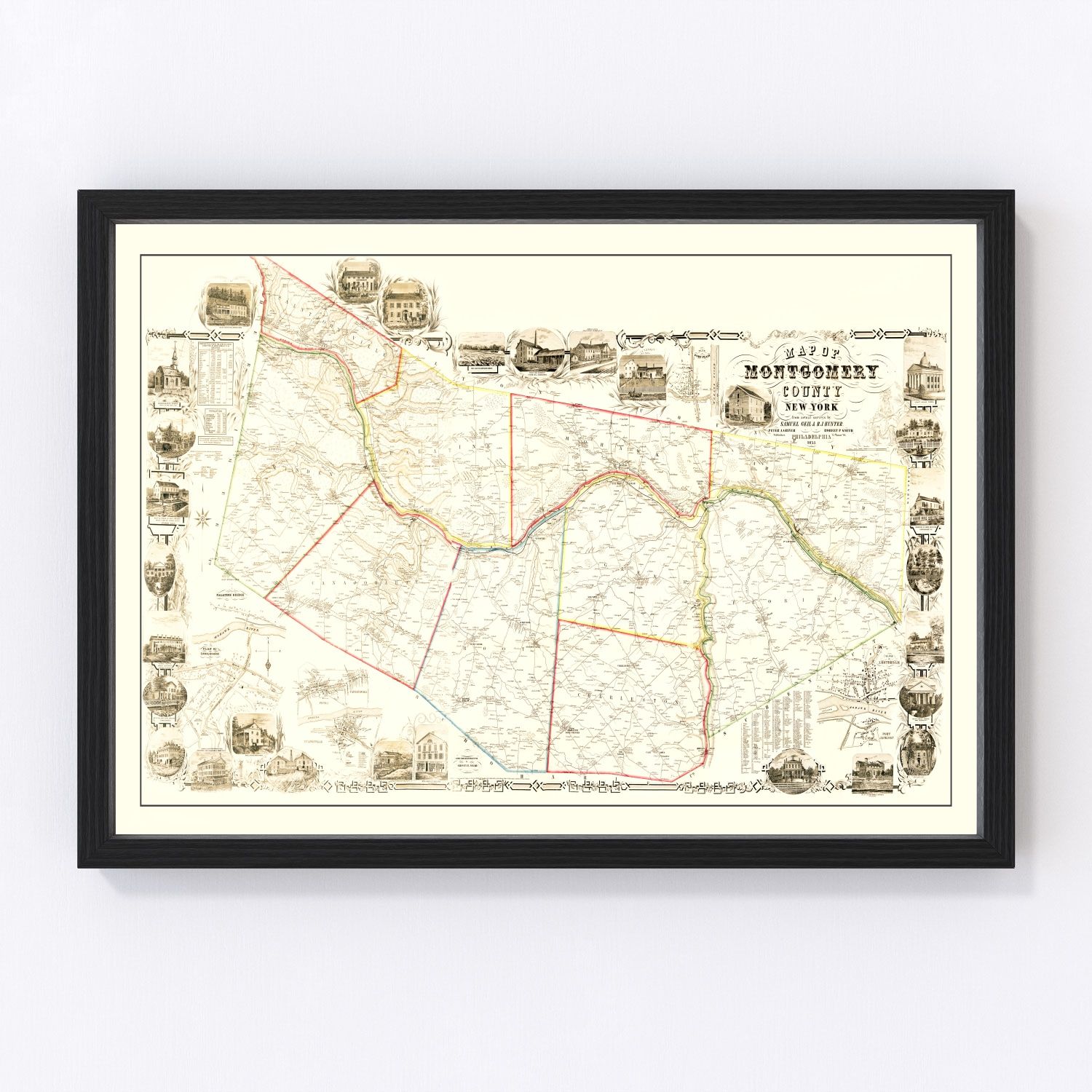 Vintage map of Montgomery County, New York, 1853
