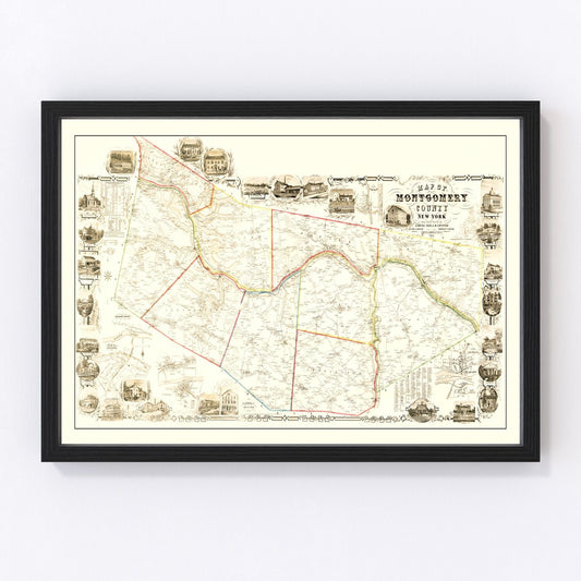 Vintage map of Montgomery County, New York, 1853