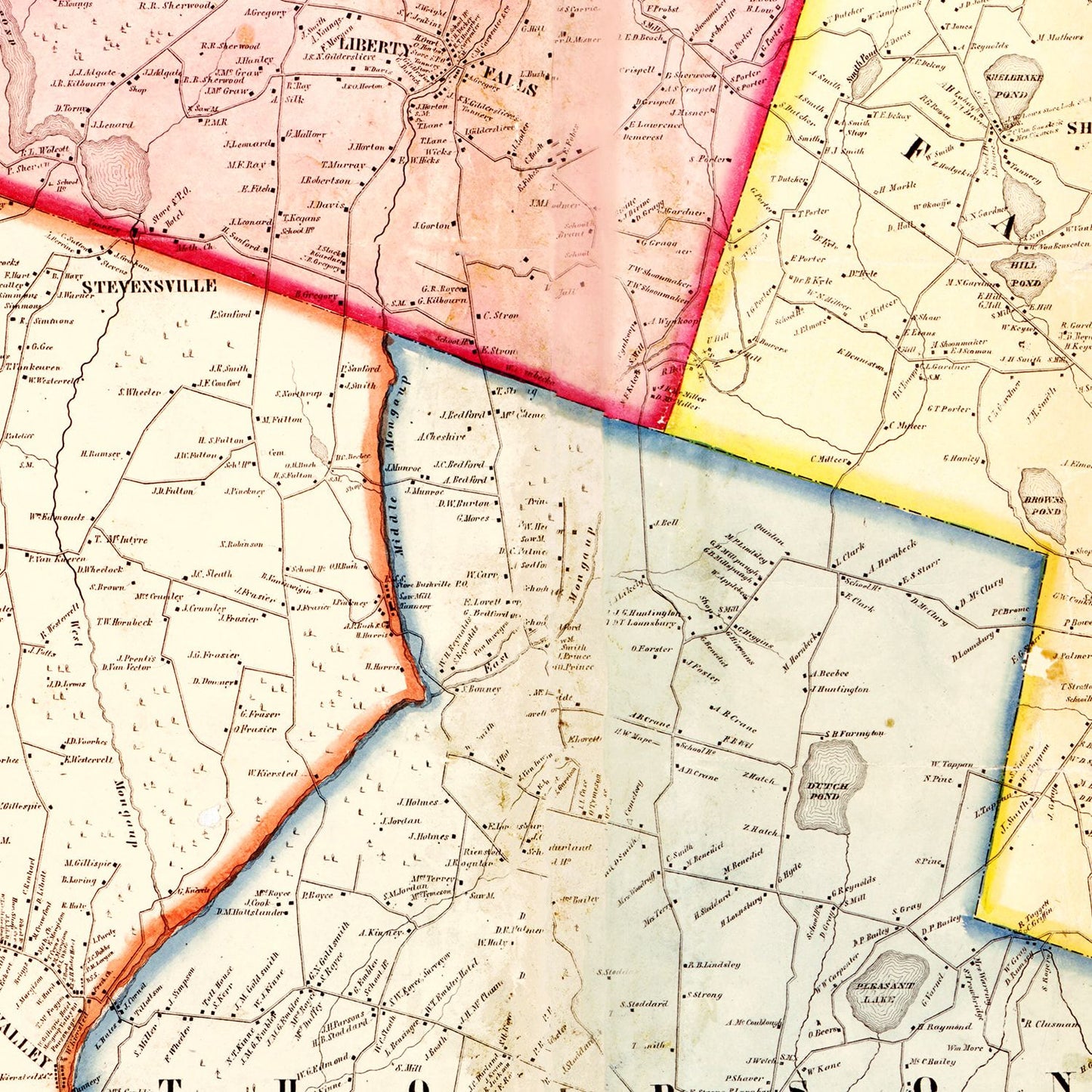 Vintage Map of Sullivan County, New York, 1856