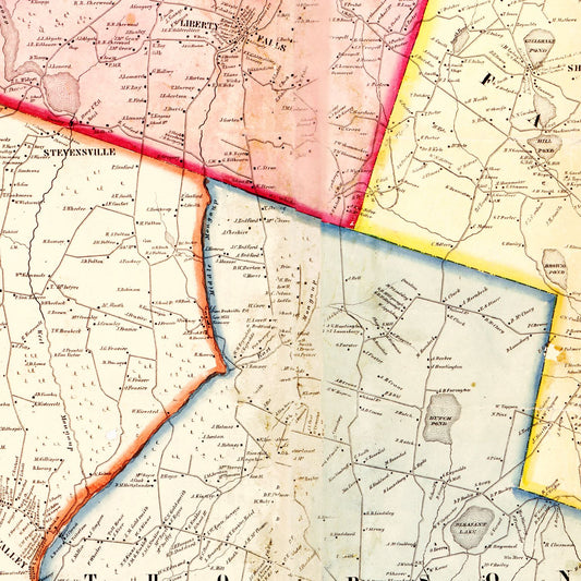 Vintage Map of Sullivan County, New York, 1856