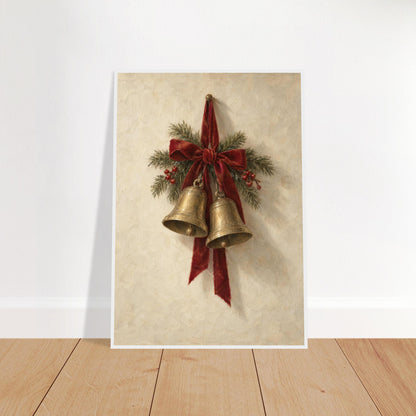 Christmas bells print in a white frame