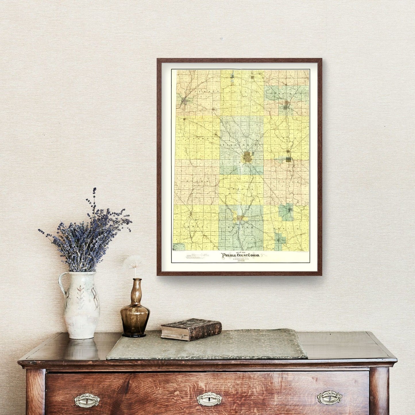 Vintage Map of Preble County, Ohio, 1897
