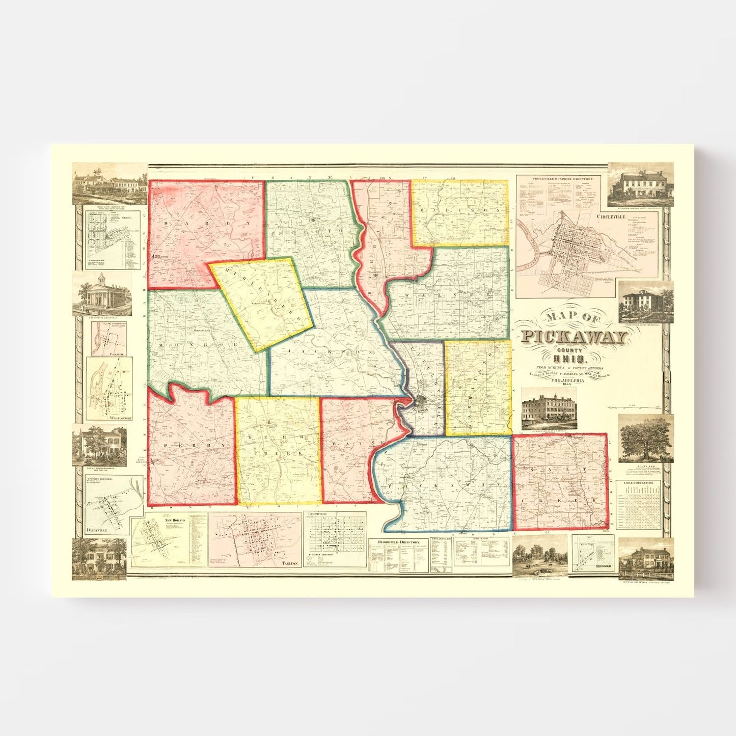 Vintage Map of Pickaway County, Ohio, 1858
