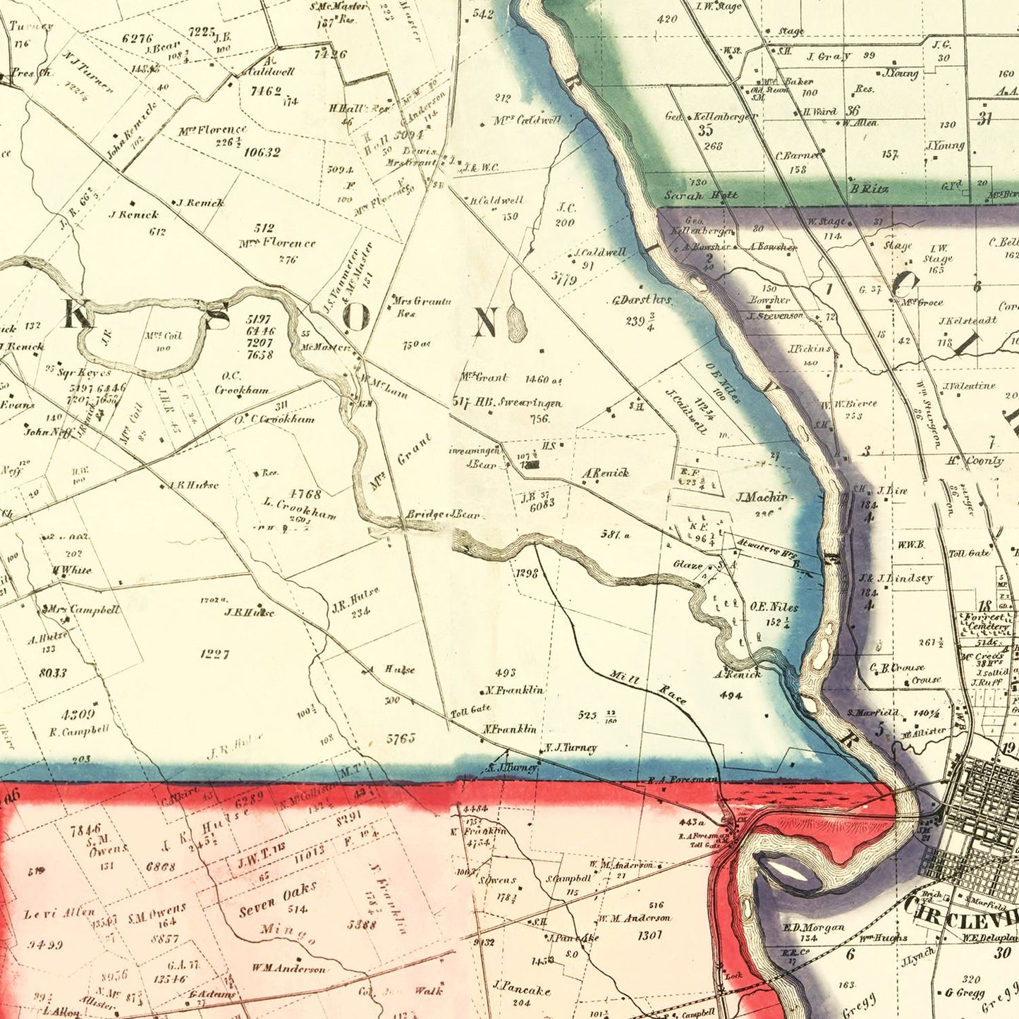Vintage Map of Pickaway County, Ohio, 1858