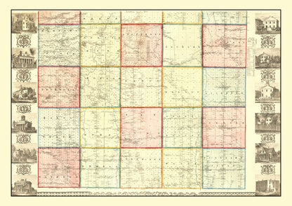 Vintage Map of Ashtabula County, Ohio, 1856