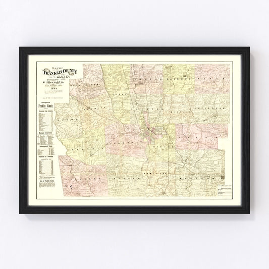vintage map of Franklin County, Ohio, 1883
