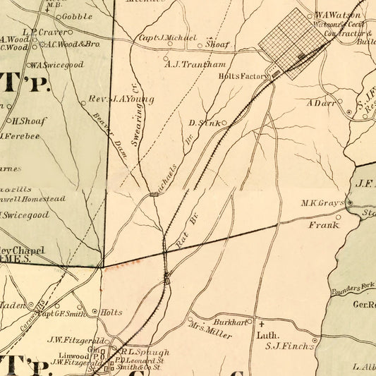 Vintage Map of Davidson County, North Carolina 1890