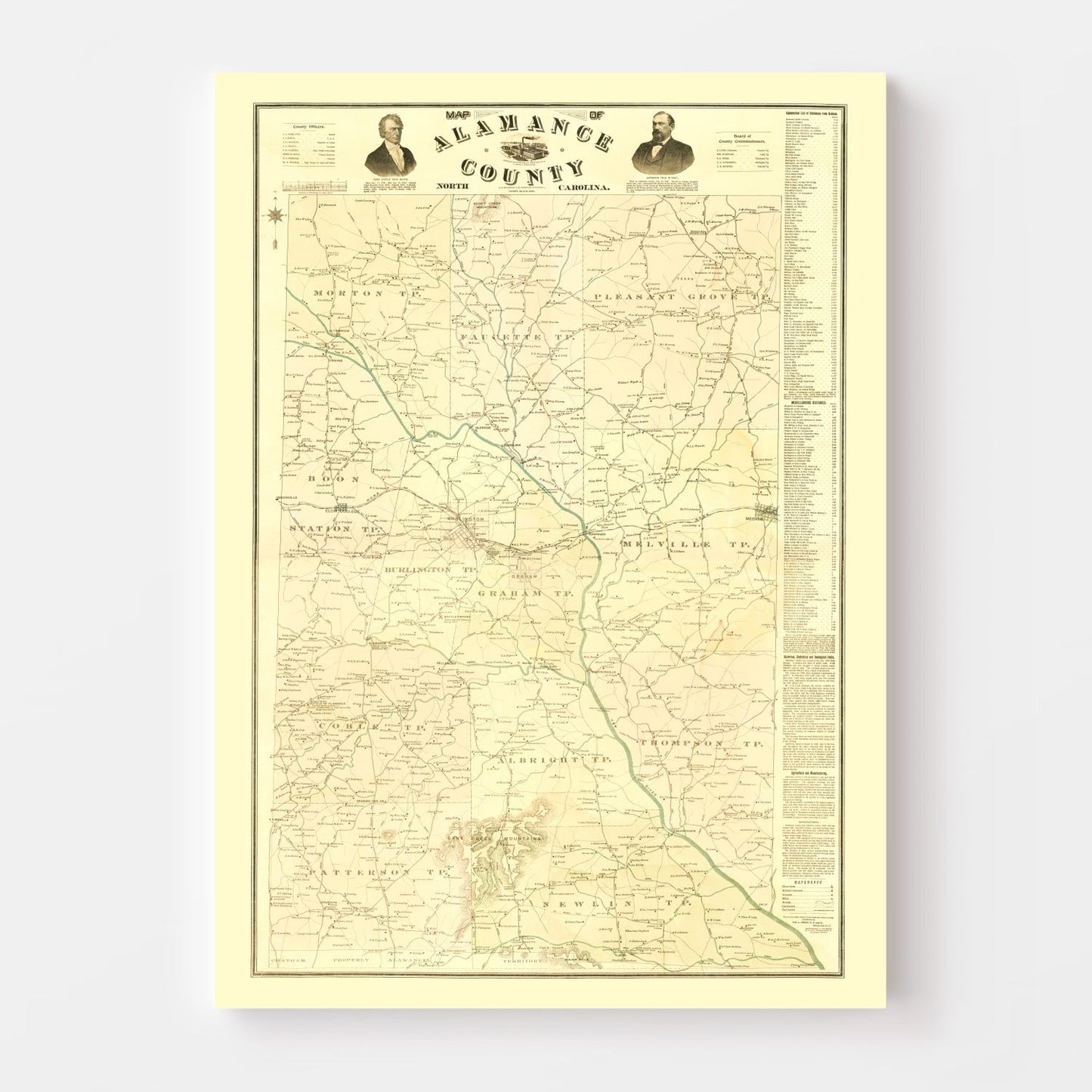 Vintage Map of Alamance County, North Carolina, 1893