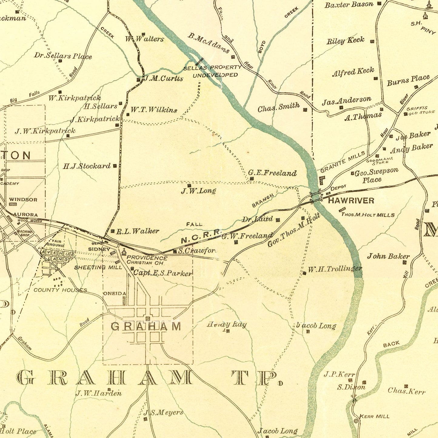 Vintage Map of Alamance County, North Carolina, 1893