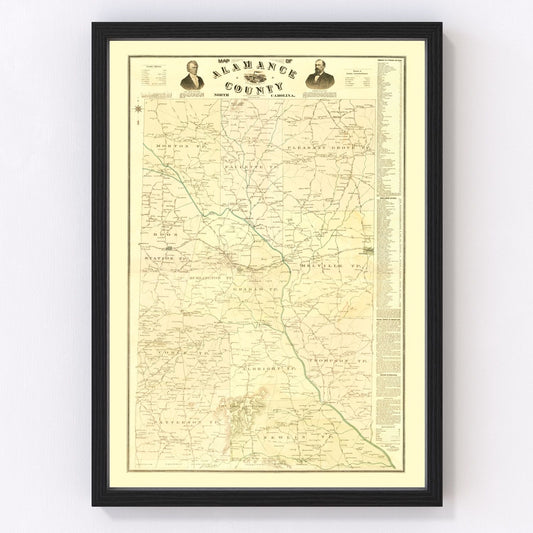 Vintage map of Alamance County, North Carolina, 1893 - restored print