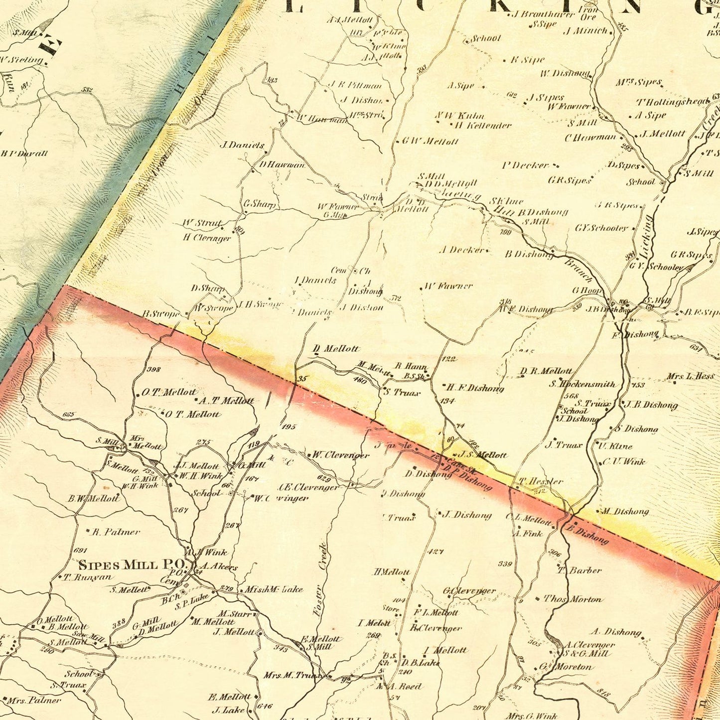 Vintage Map of Fulton County, Pennsylvania, 1873