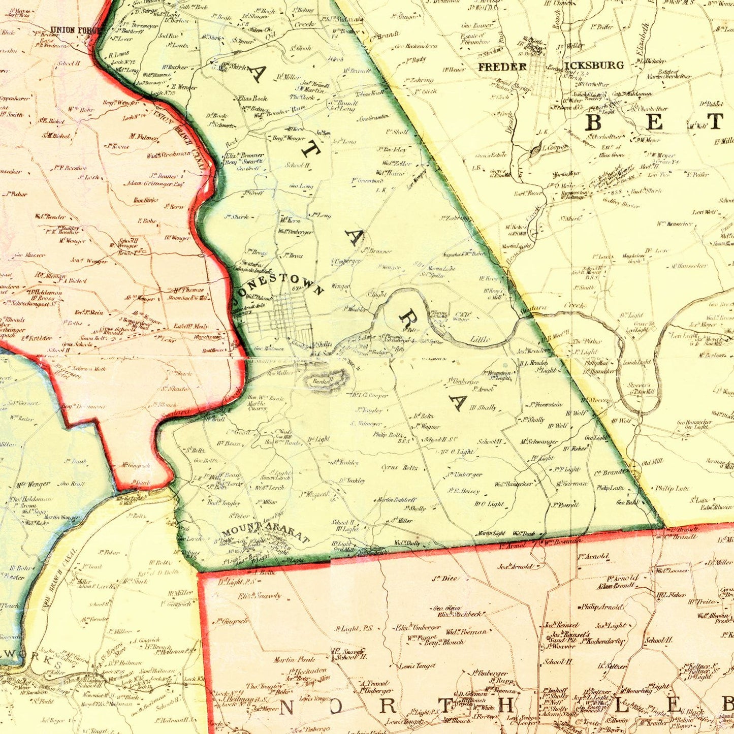 Vintage Map of Lebanon County, Pennsylvania, 1860
