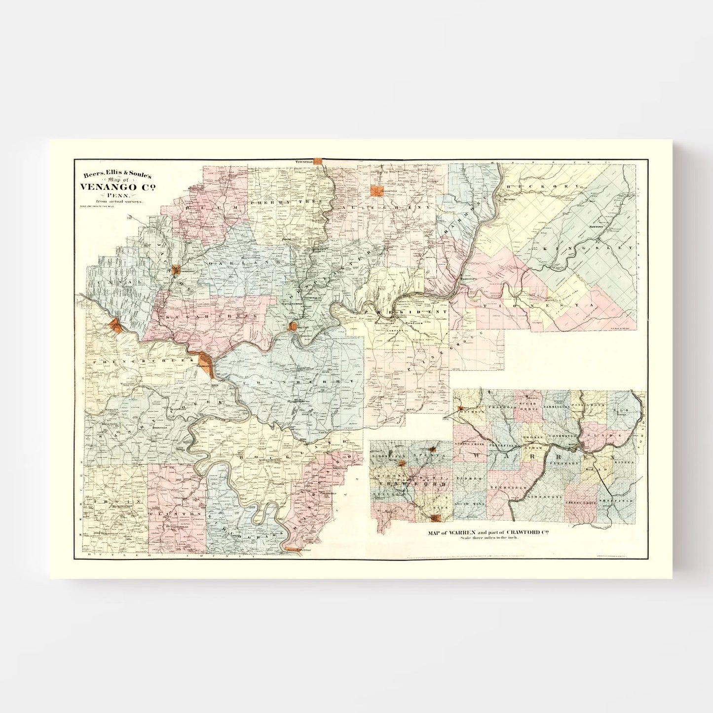 Vintage Map of Venango County, Pennsylvania, 1865 (No. 1)