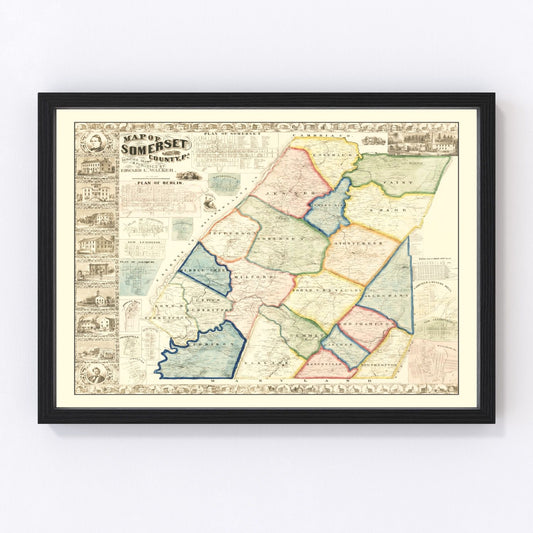 vintage map of Somerset County, Pennsylvania, 1860