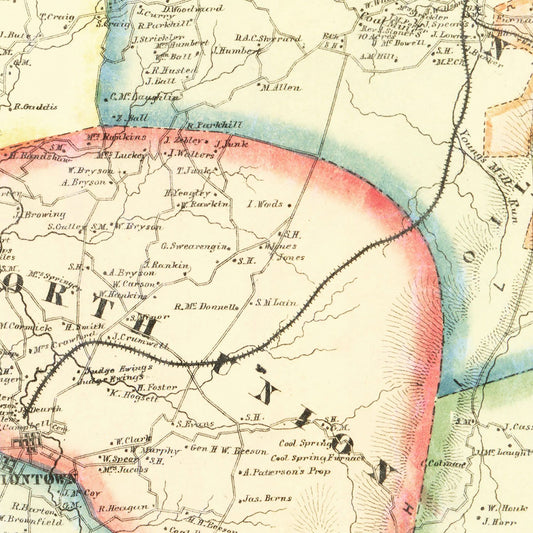 Vintage Map of Fayette County, Pennsylvania, 1865