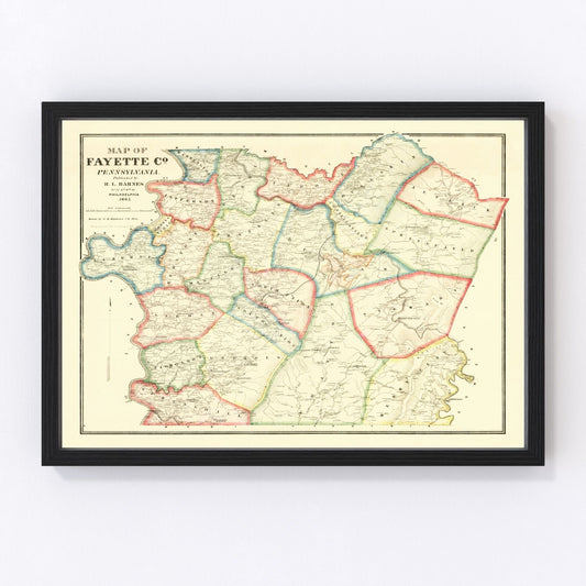 vintage map of Fayette County, Pennsylvania, 1865