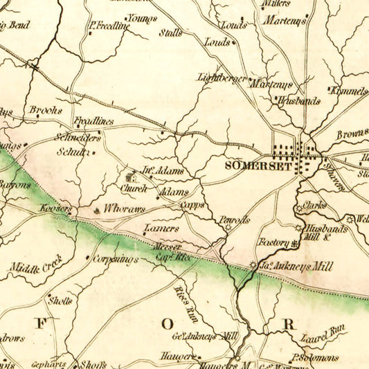 Vintage Map of Somerset County, Pennsylvania, 1830