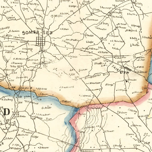 Vintage Map of Somerset County, Pennsylvania, 1860 II