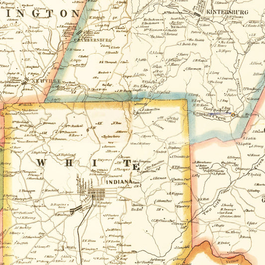 Vintage Map of Indiana County, Pennsylvania, 1856