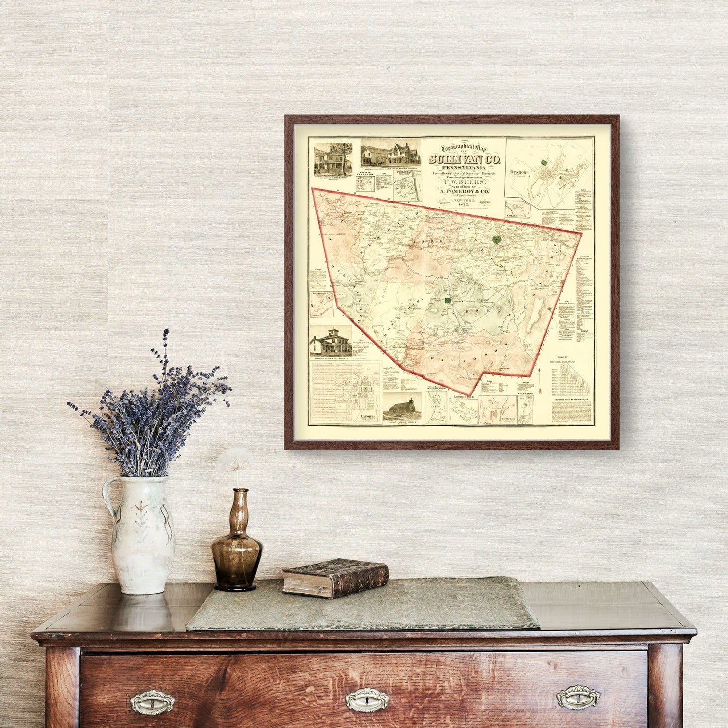 Vintage Map of Sullivan County, Pennsylvania, 1872