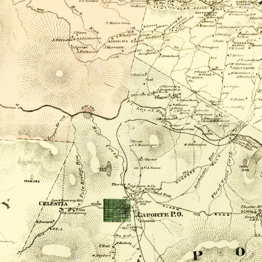 Vintage Map of Sullivan County, Pennsylvania, 1872