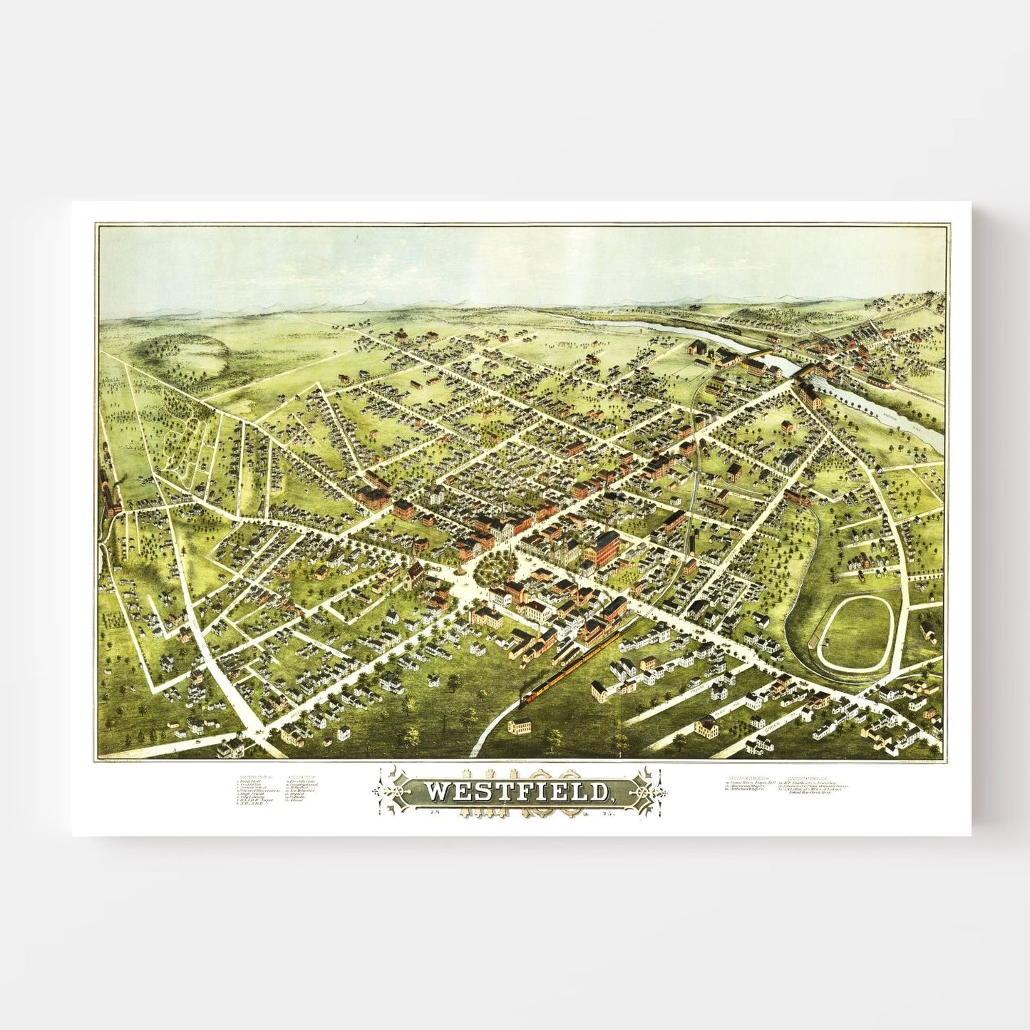 Vintage Map of Westfield, Massachusetts, 1875