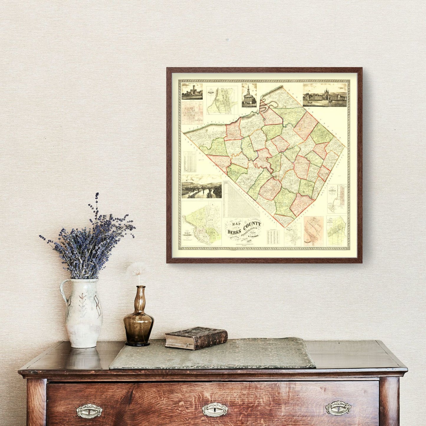 Vintage Map of Berks County, Pennsylvania, 1860
