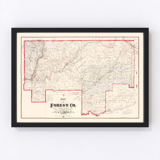 vintage map of Forest County, Pennsylvania, 1881