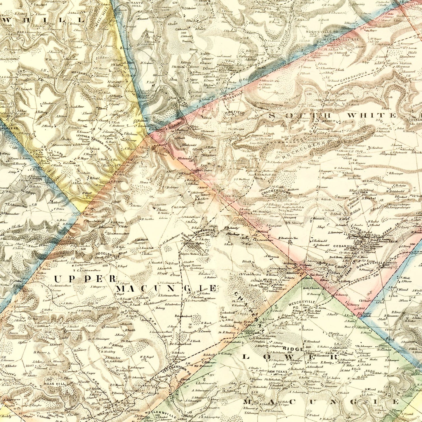 Vintage Map of Lehigh County, Pennsylvania, 1862