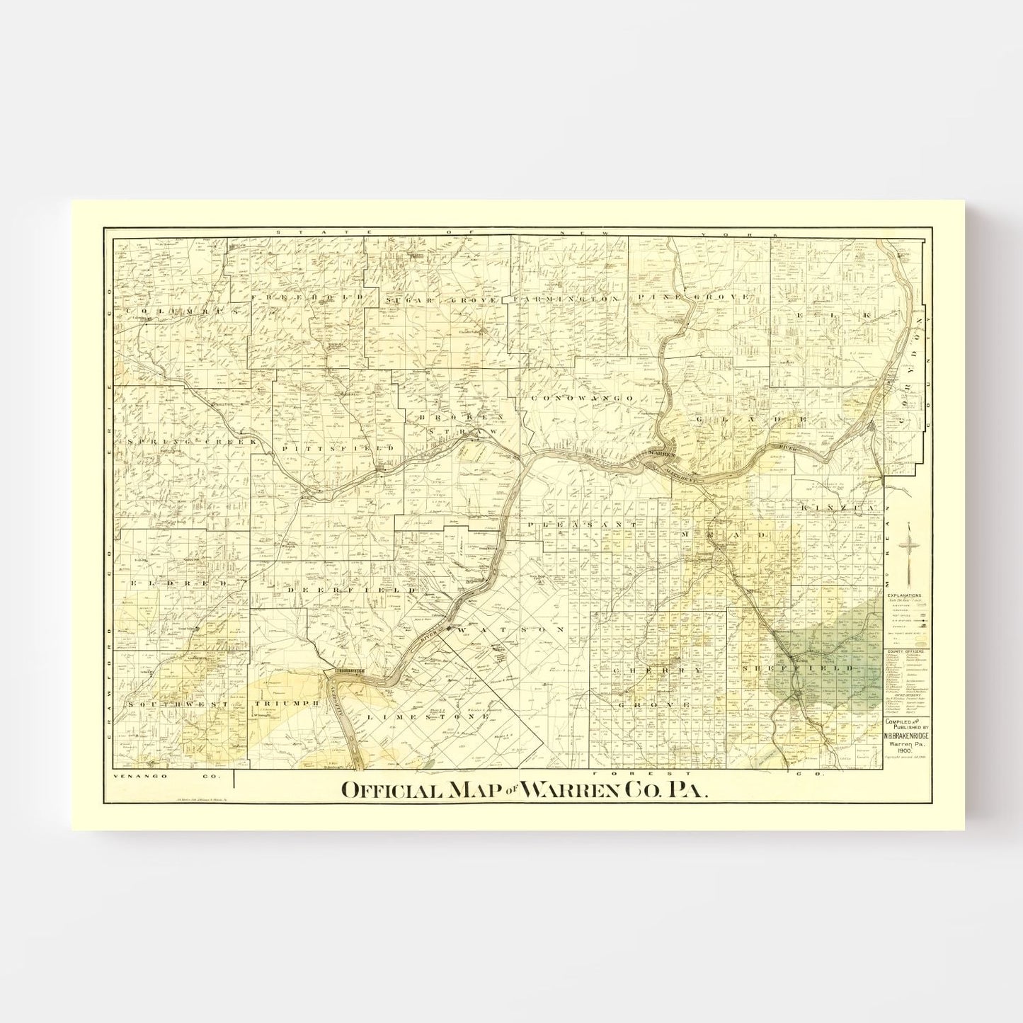 Vintage Map of Warren County, Pennsylvania, 1900