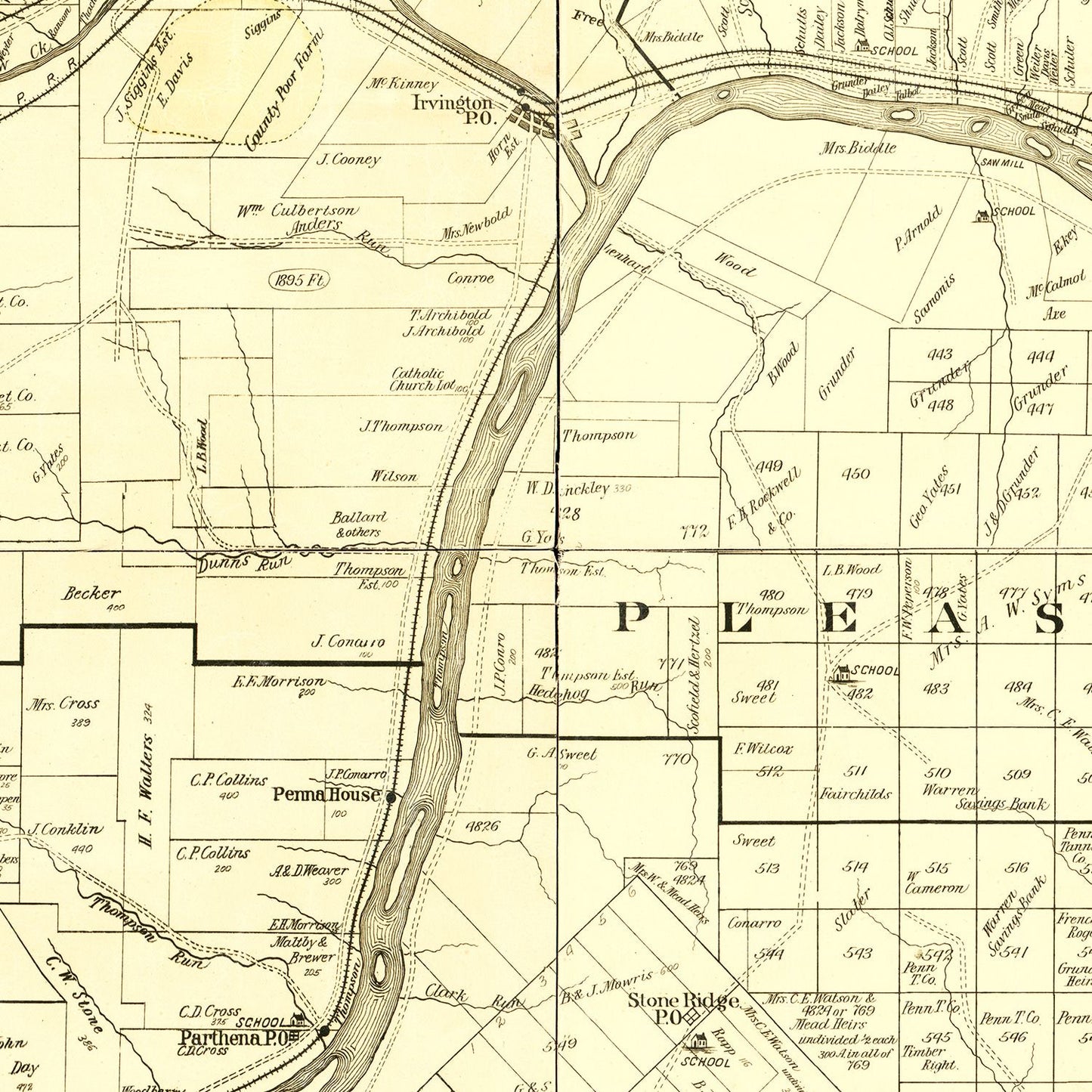 Vintage Map of Warren County, Pennsylvania, 1900