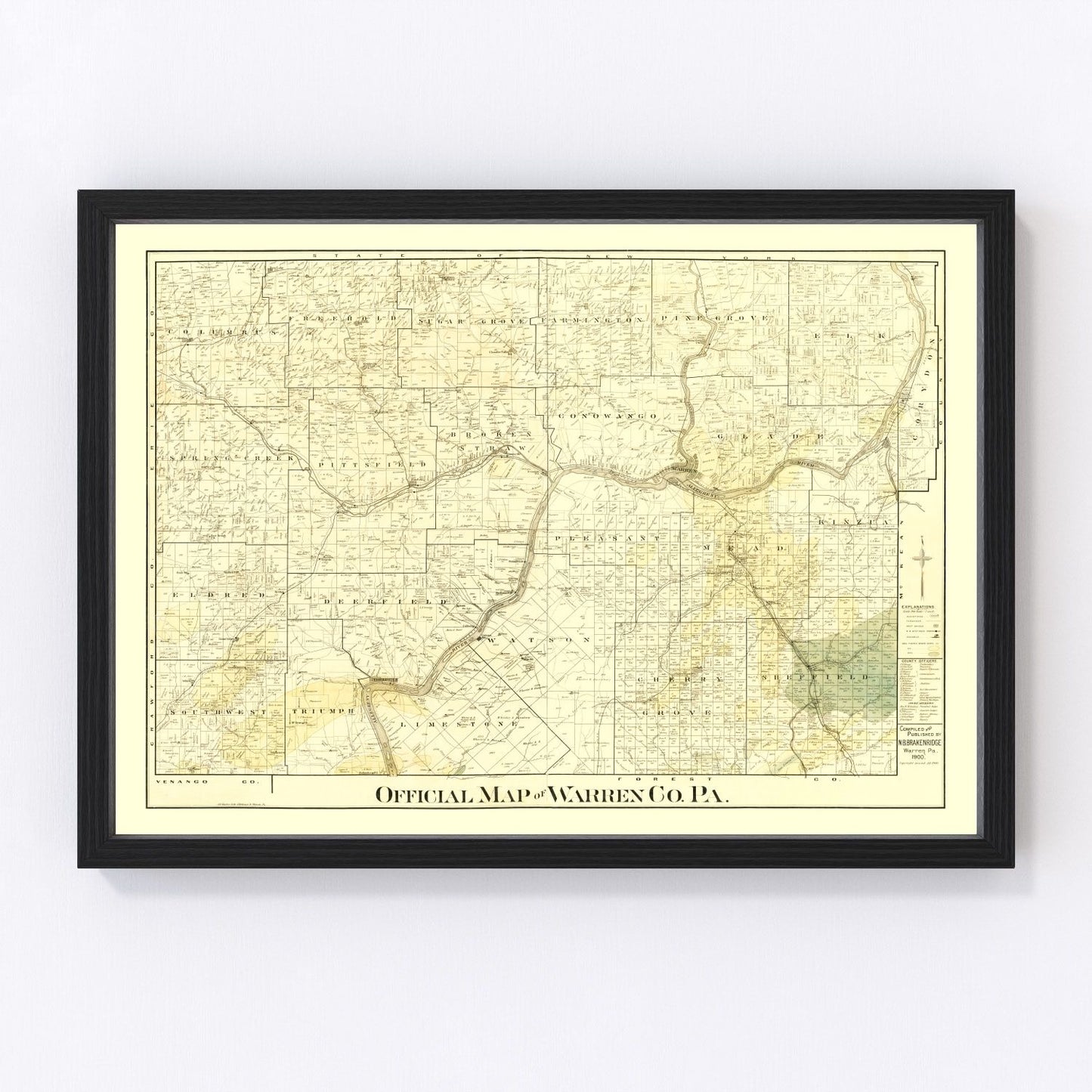 Vintage map of Warren County, Pennsylvania, 1900