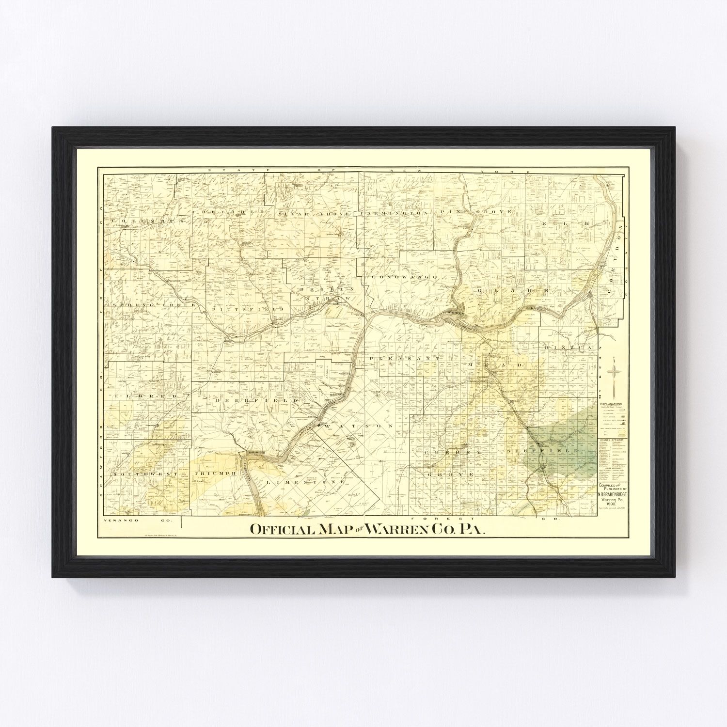 Vintage map of Warren County, Pennsylvania, 1900