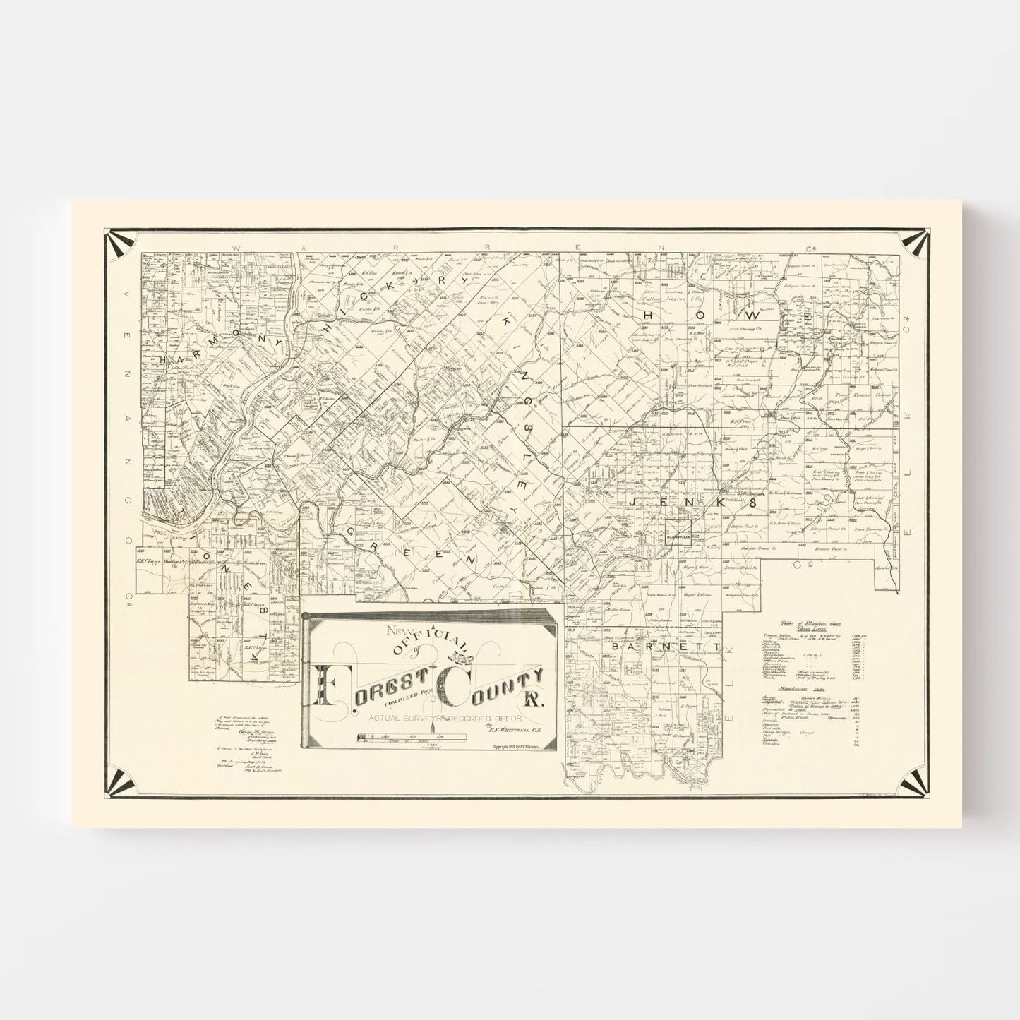 Vintage Map of Forest County, Pennsylvania, 1895