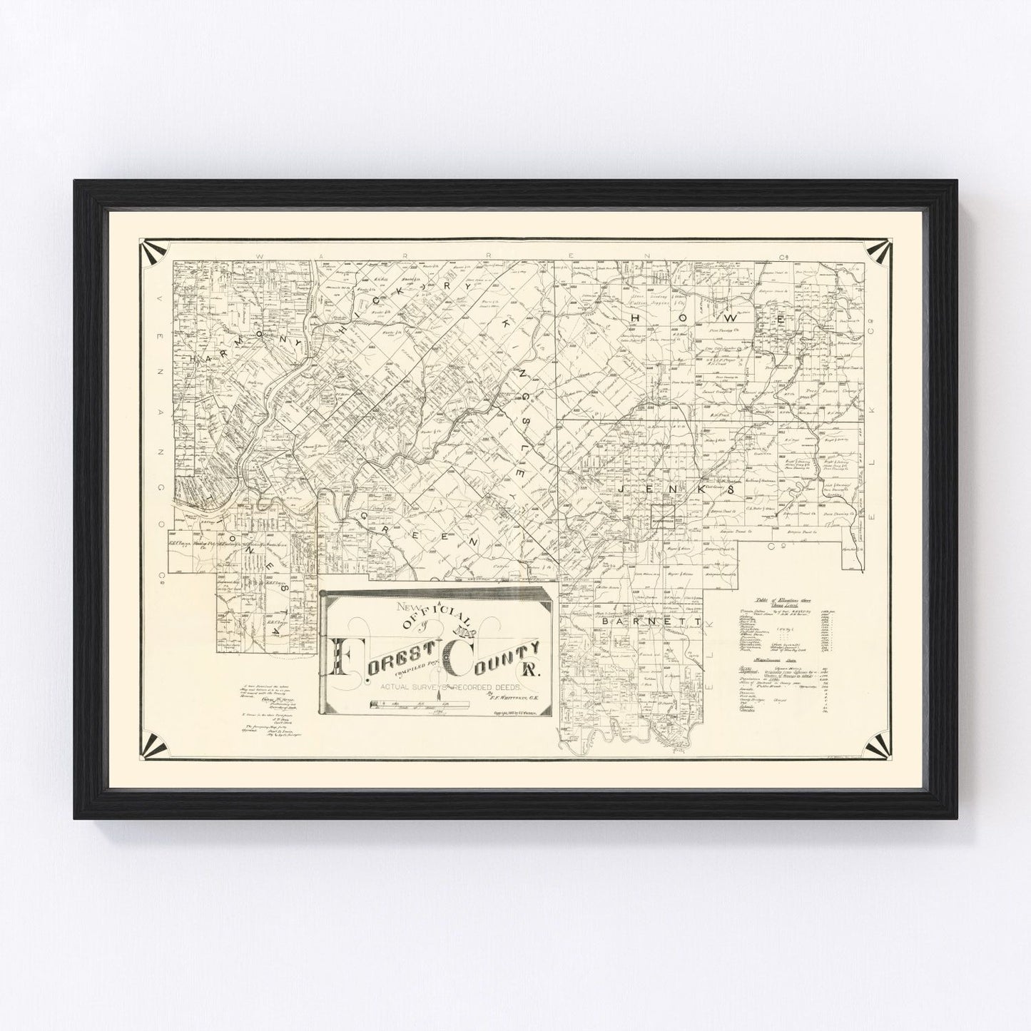 vintage map of Forest County, Pennsylvania, 1895
