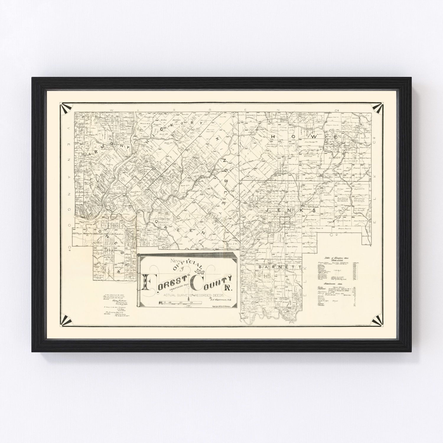 vintage map of Forest County, Pennsylvania, 1895