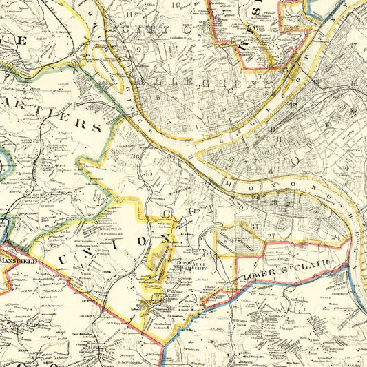 Vintage Map of Allegheny County, Pennsylvania, 1883