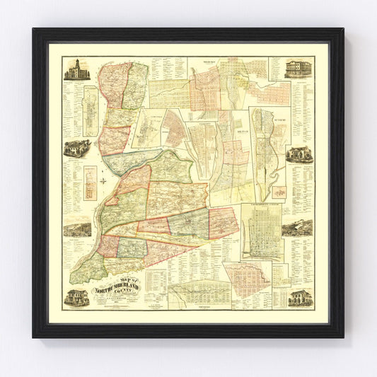 vintage map of Northumberland County, Pennsylvania, 1874