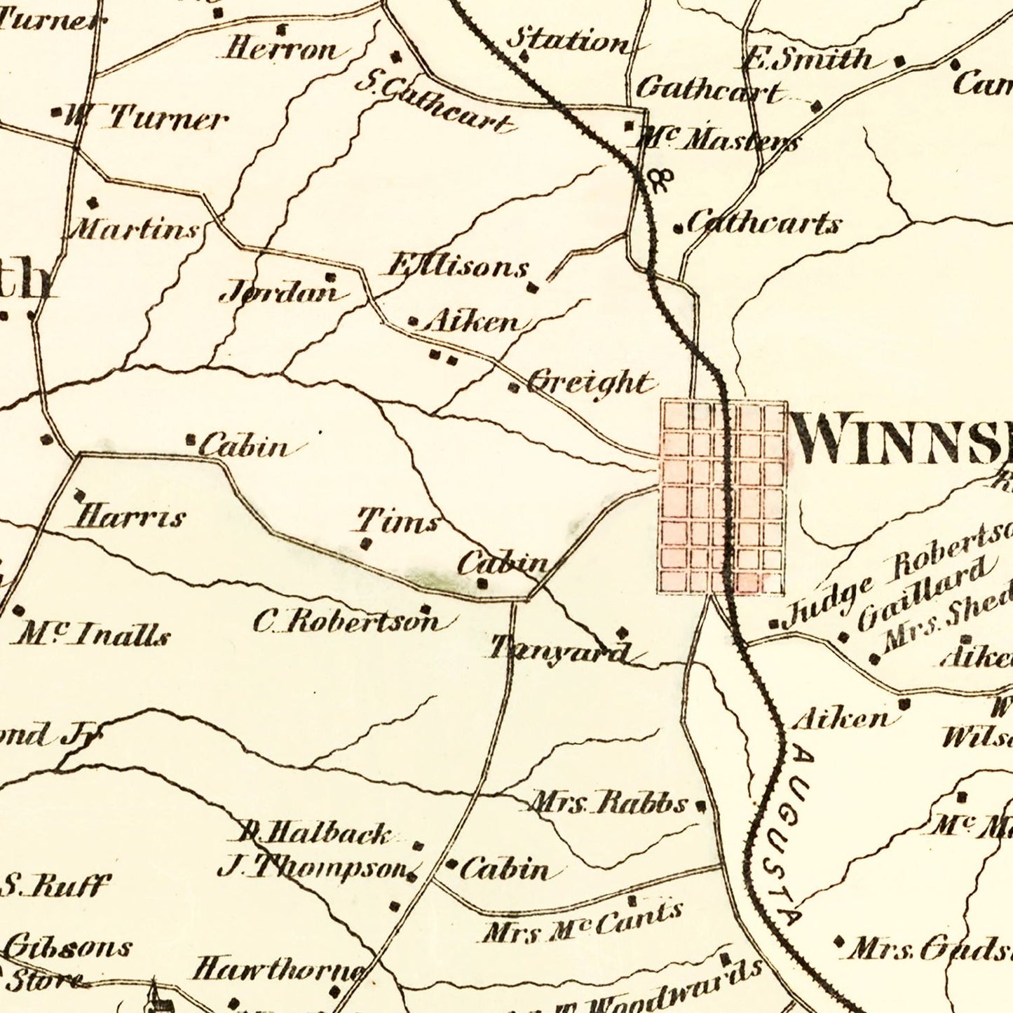 Vintage Map of Fairfield County, South Carolina, 1876