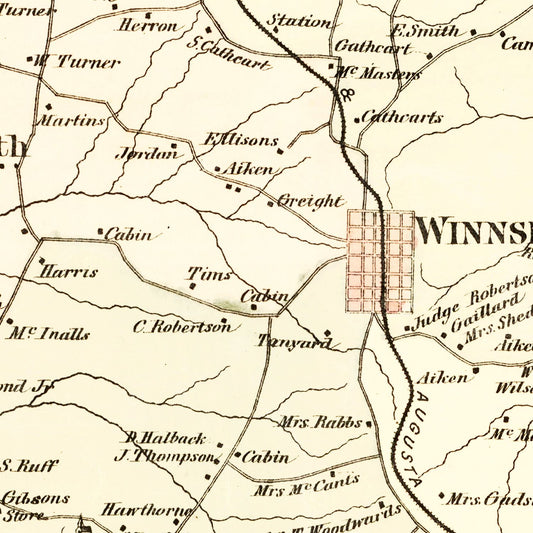 Vintage Map of Fairfield County, South Carolina, 1876