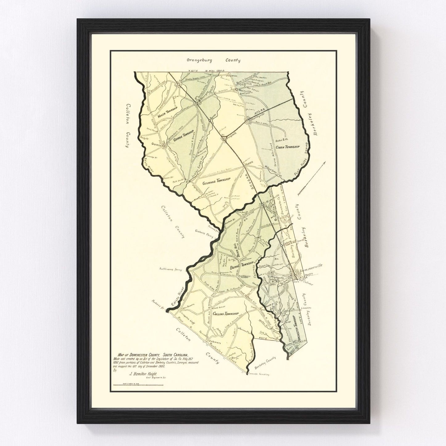 vintage map of Dorchester County, South Carolina, 1900