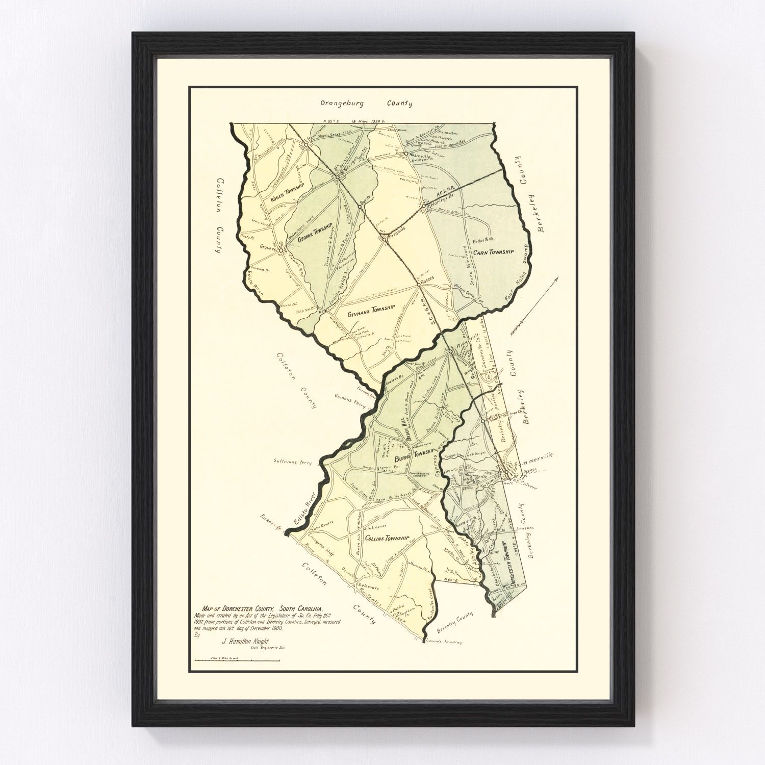 vintage map of Dorchester County, South Carolina, 1900