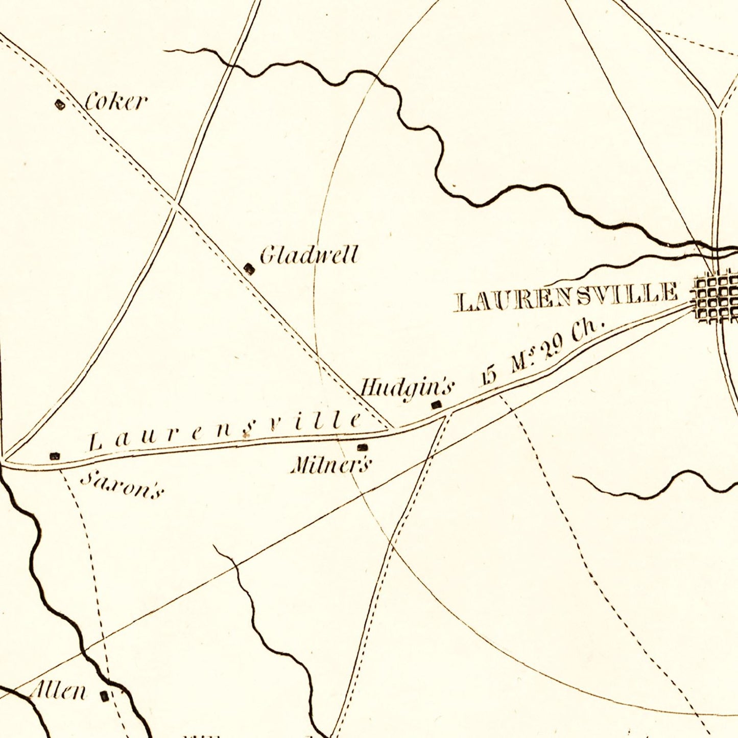 Vintage Map of Laurens County, South Carolina, 1825
