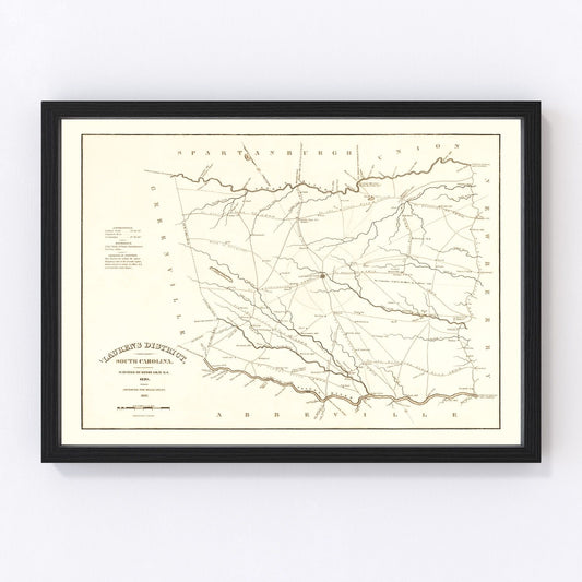 Vintage map of Laurens County, South Carolina, 1825